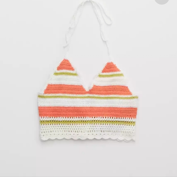 NWT Aerie Crochet Halter Crop Top - Picture 3 of 6
